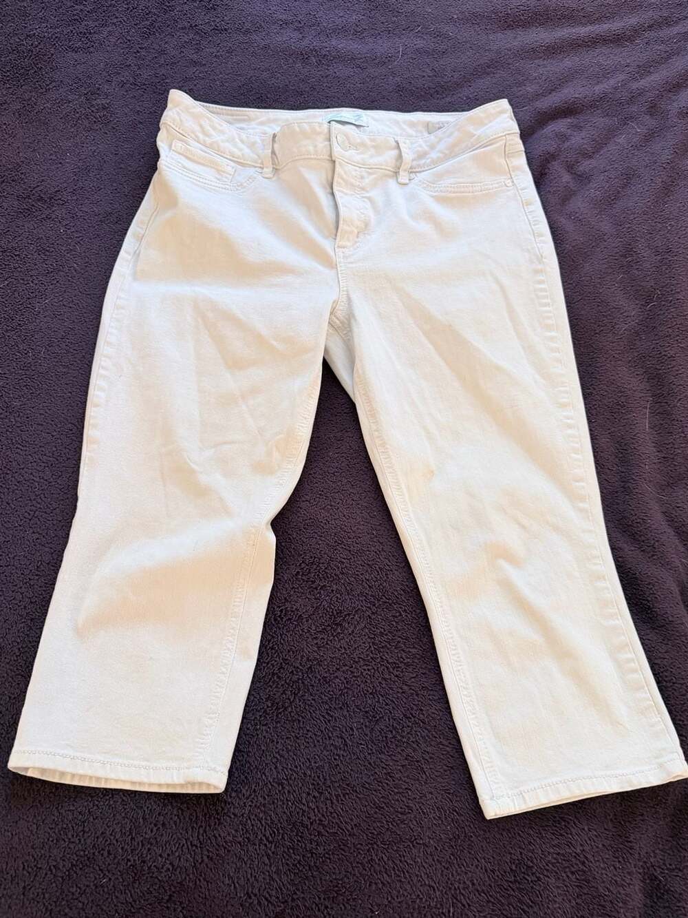 Seven7 Skinny White Denim Cropped Jeans Size 16